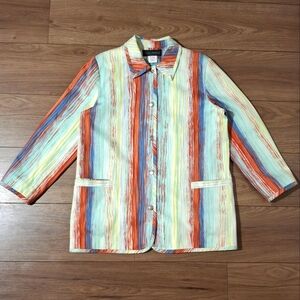 Harve Benard Blazer Jacket, Painterly Stripes, Women's Size 14